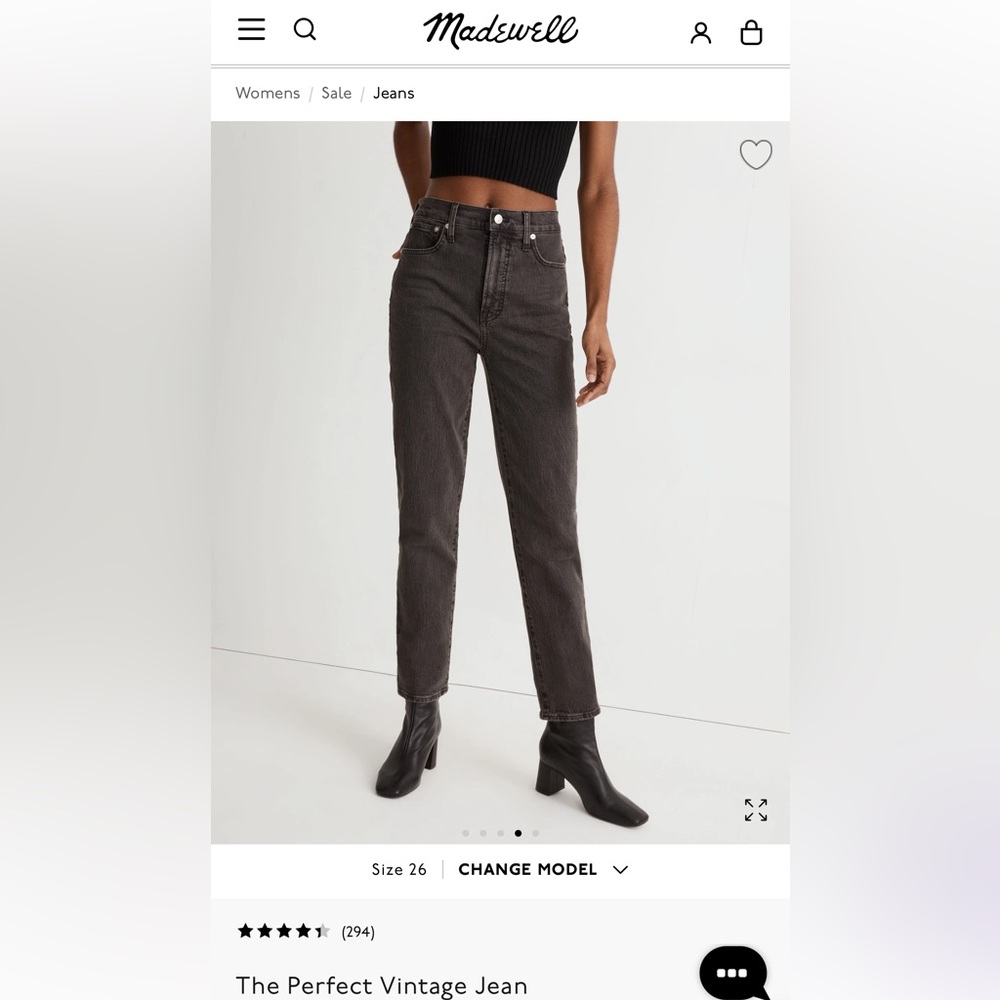 Madewell - Perfect Vintage Jean - Black Straight Leg Jeans with High-Waist